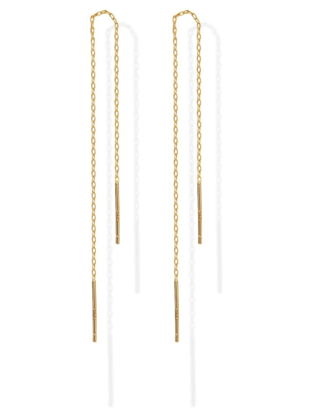 14K Gold Plated Threader Earrings 925 Sterling Silver Posts Statement Chain